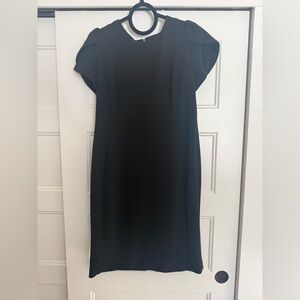 Calvin Klein Black Midi Sheath Dress with Cap Sleeves